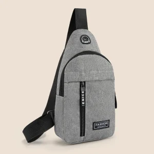 1 men's chest bag crossbody bag with adjustable shoulder straps, zipper closure, and multiple pockets - soft shell casual bag su