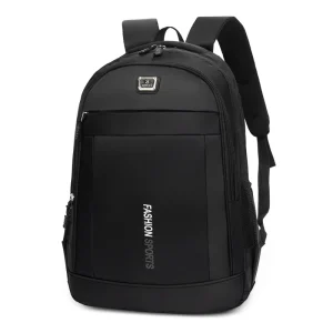 Large-capacity black backpack - equipped with multiple zippered pockets, travel backpack | casual style | durable zipper closure