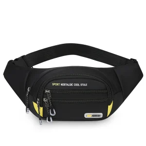 Men's waist bag, adjustable shoulder bag, multiple zipper pockets, multifunctional chest bag, durable zipper closure